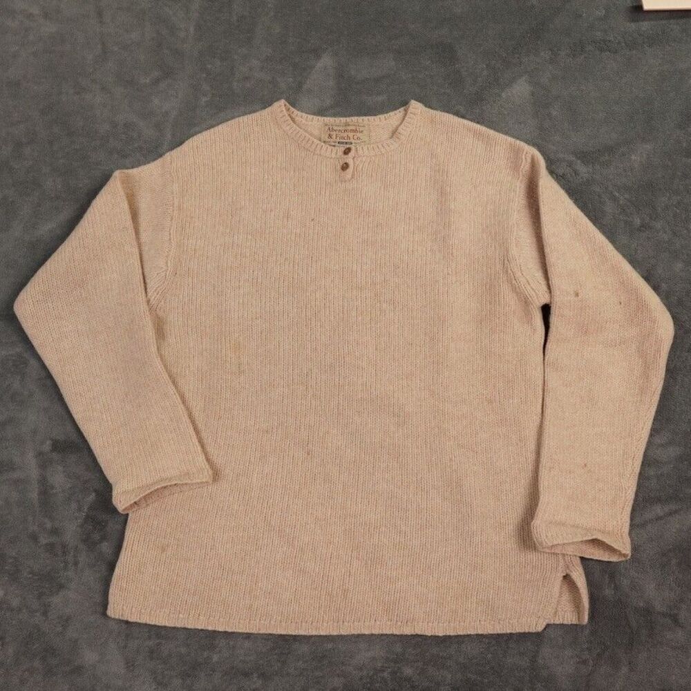 Vintage Abercrombie Fitch Sweater Womens Medium Brown Lambs Wool Warm‎ Y2K
